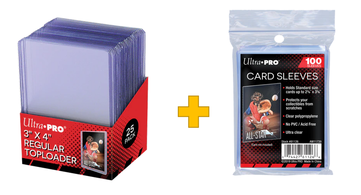 Ultra-Pro Premium Heavy Duty Topload Trading Card Holders – 200 Pack With Free Sleeves, Clear, Standard Size