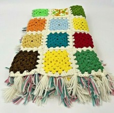 Vintage Handmade Crochet Afghan Throw Blanket