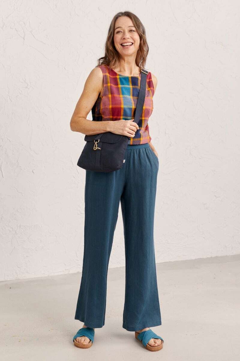 Seasalt Women's Trousers blue Sea Rocket Wide Leg Linen Trousers Tall Squa eBay