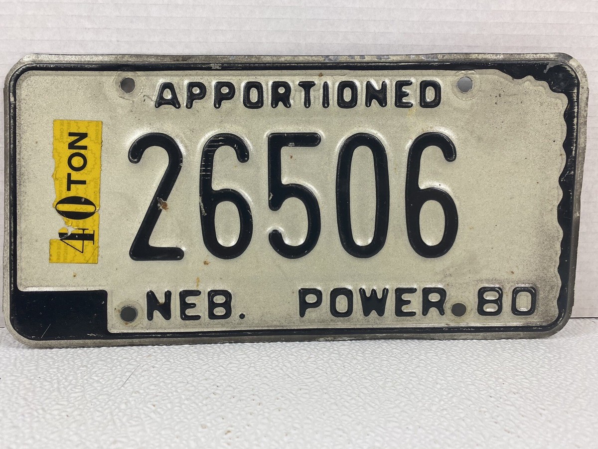 1980 Nebraska Power Apportioned License Plate 26506 Display Art