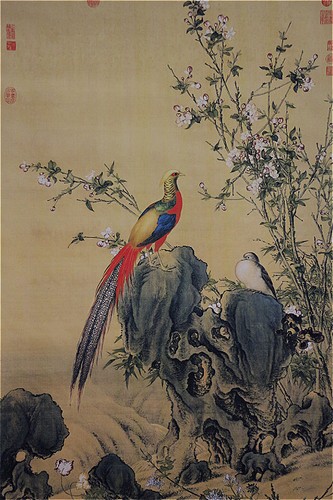 excellent chinese hanging painting & scroll "锦春图" by lang