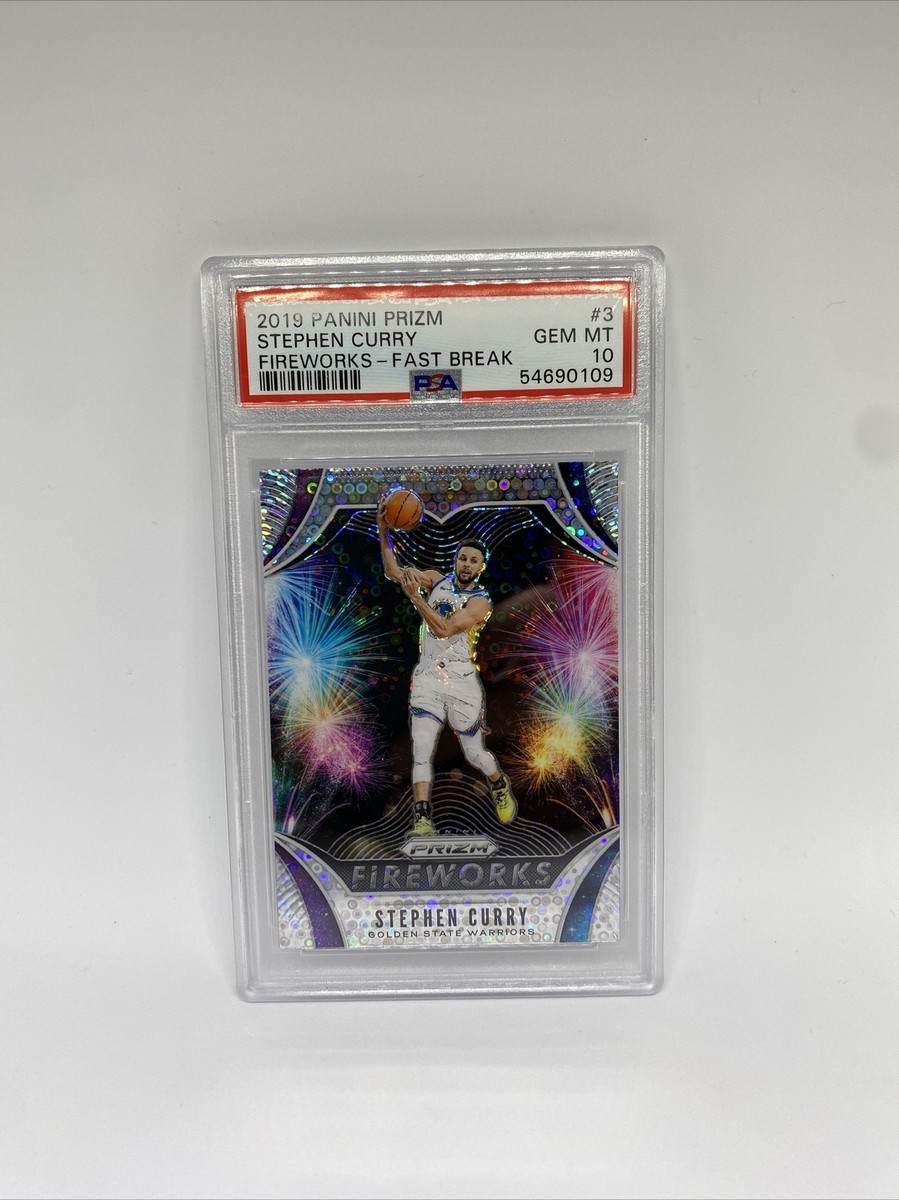 2019 Panini Prizm Stephen Curry Fireworks Fast Break Refractor PSA 
