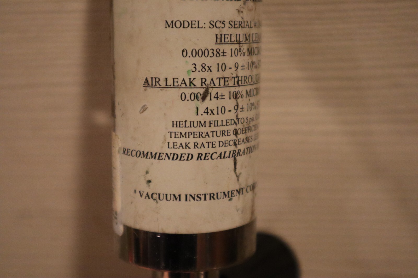 Vacuum Instrument SC5 Helium Mass Spectrometer Standard Leak Detector