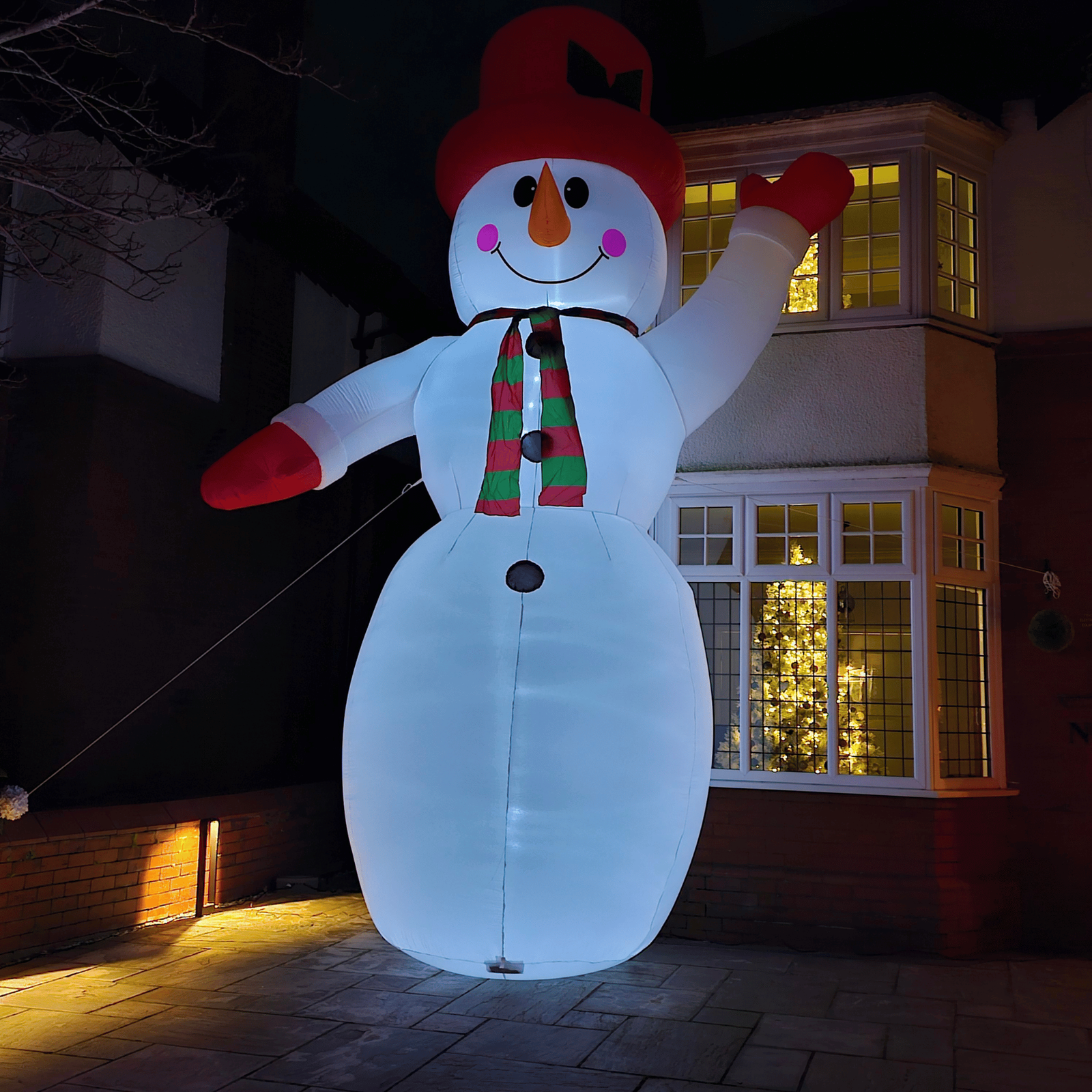 GIANT: 20ft Outdoor Inflatable Light up Christmas Snowman Raised Arm and 28 LEDs