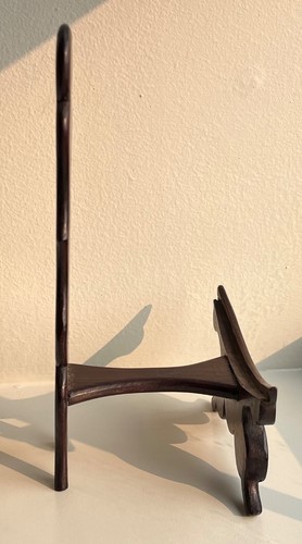 Antique Chinese Export Carved Wood Display Plate Stand Easel - Picture 5 of 10
