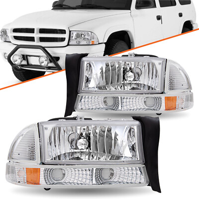 Fits 1997-2004 Dodge Dakota 1998-2003 Durango Headlights Headlamps Left+Right