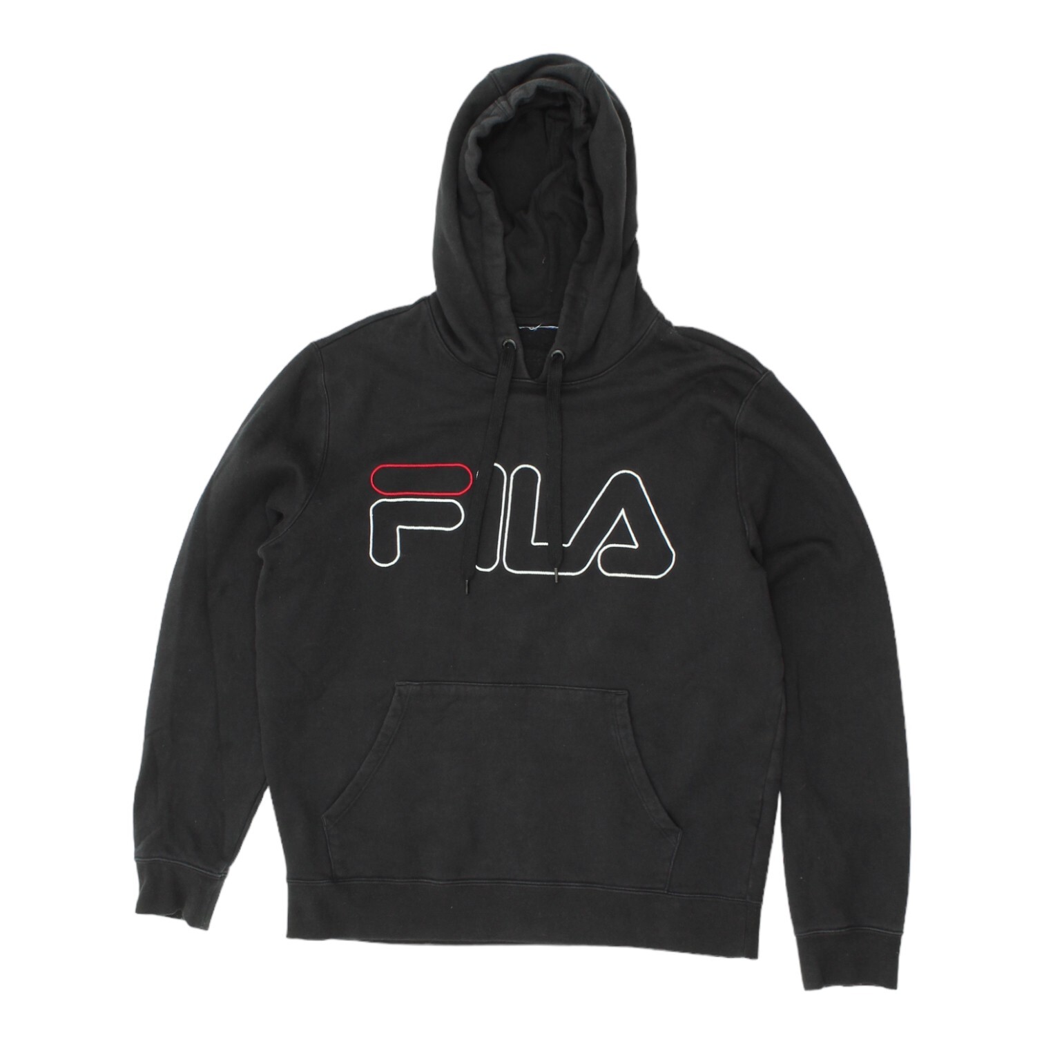 Felpa con cappuccio pullover nera Fila grande logo ricamato da uomo abbigliamento sportivo casual vintage