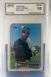 Barry Bonds 1989 Topps Error Card - Mint GEM MT 10 | eBay