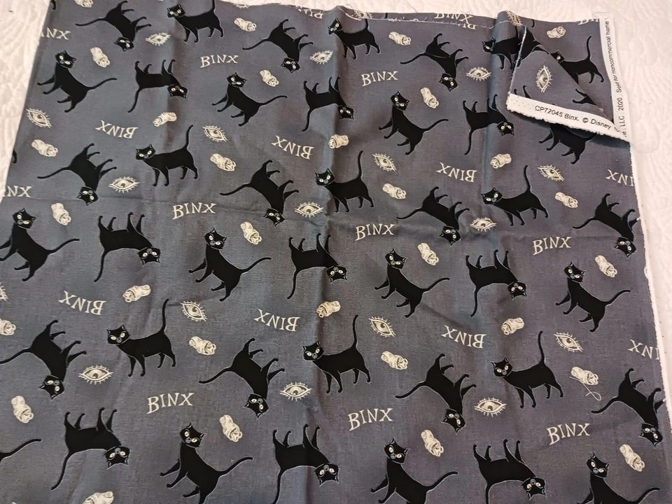 Halloween Hocus Pocus Binx the Cat Fabric & AKO Haunted Eve Black Bats Owls Bats - Image 4 of 4