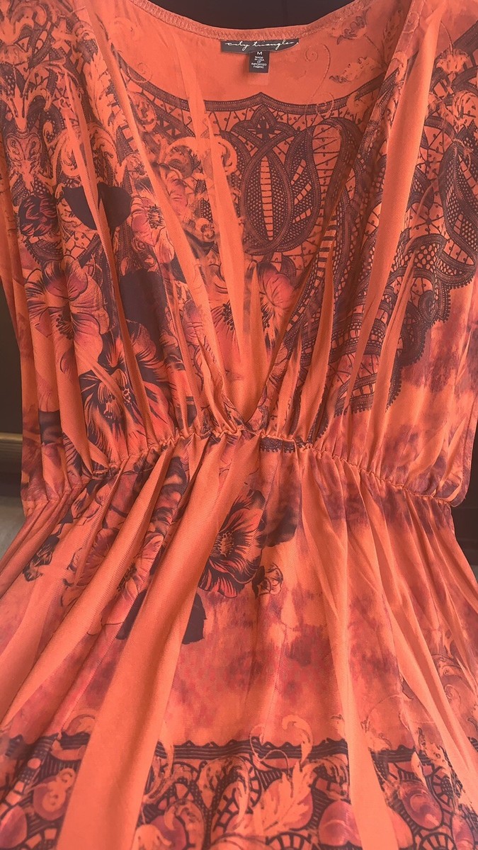burnt orange pattern dress Geometric Print Midi Dress
