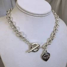 Please Return to Tiffany Silver Heart Tag Toggle Necklace in Silver AUTHENTIC