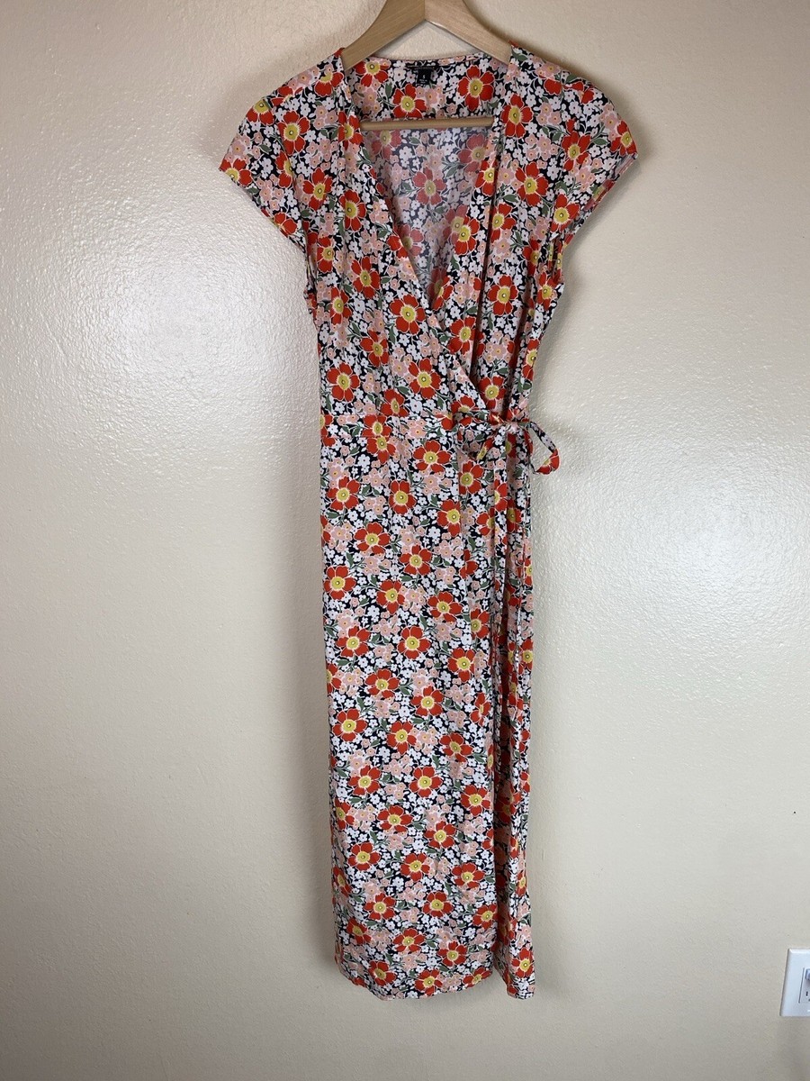open lace back dress J .Crew Floral Tunic Dress red and blue XS
