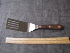SLOTTED SPATULA 10" Stainless Steel Full Tang Brass (3) Riveted Hard Wood Handle