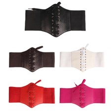 Women Wide Faux Leather Stretch Belt Corset Lady Cinch Elastic Waistband ON24159