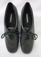 EASY SPIRIT WOMEN  BLACK LEATHER  SIZE 8 M FLEX POINT LACE UP SNEAKER NEW