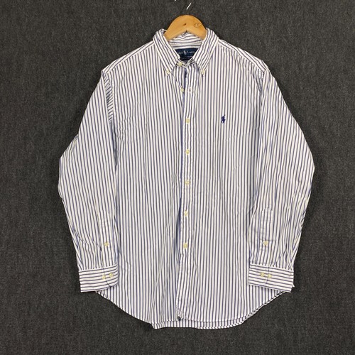 Ralph Lauren Mens 16.5 32/33 Long Sleeve Button Down Shirt Blue Shadow Stripe