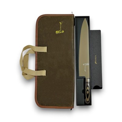 12-inch Chef Knife German Steel Pakkawood Handle + Edge Guard Green Storage Case
