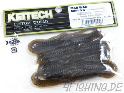 Keitech MAD WAG MINI 3,5''   Action-Gummiwurm für Barsch & Zander (versch. Farb.)