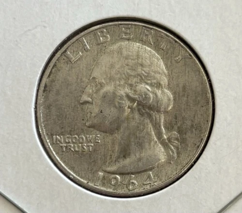 1964 d Washington Quarter - 90% Silver -  VF Free Shipping W/ Tracking