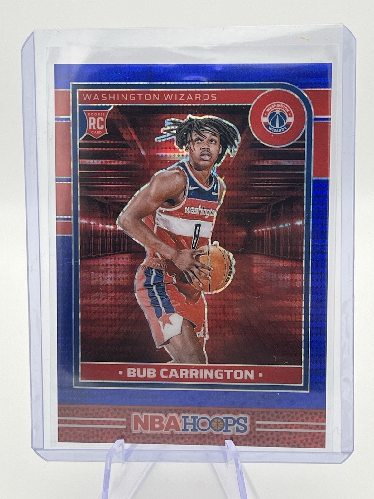 2024-25 Panini NBA Hoops #244 Bub Carrington Pulsar Blue Prizm Premium /99