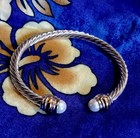14K Gold 5mm Cable Cuff Bracelet David Yurman Cable Classics Pearls and