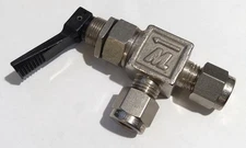 SwageLok 1/4 tube Stainless Valve, 90, Lever Lock, Flip, Stopcock, Spigot, Tap