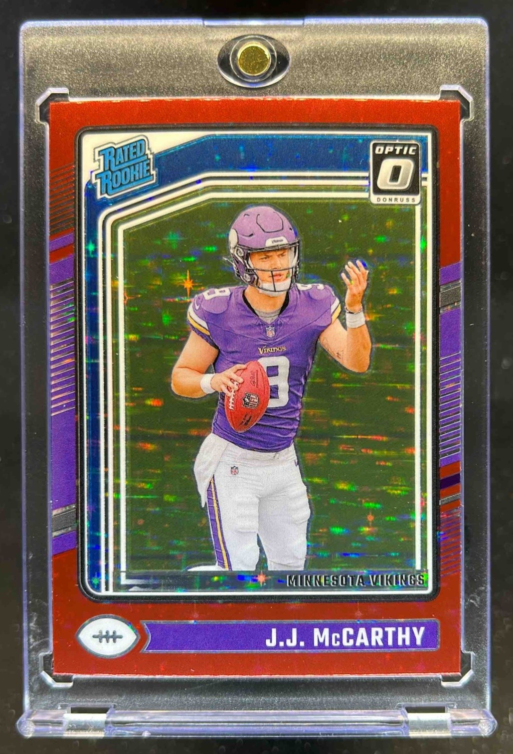 2024 Donruss Optic JJ McCarthy Red Stars Rated Rookie #235 Vikings