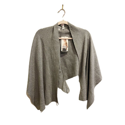 Top It Off The Keyhole Wrap Womens Gray Sweater Shawl OS Open Front Knit NWT