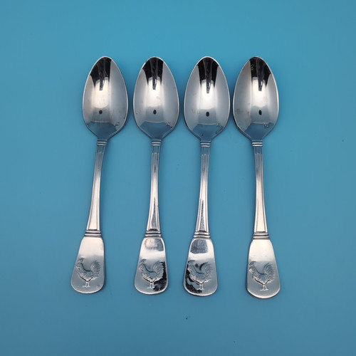 SET OF 4: Cuisinart Elite French Rooster Spoon TEASPOON Stainless Retired 6 1/2" - Picture 3 of 6