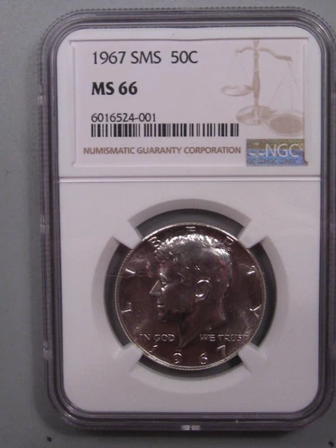 BU Gem 1967 SMS Silver Kennedy Half Dollar NGC MS66. #25