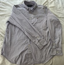 Polo Ralph Lauren Pink Blue Stripe Long Sleeve Button Down Shirt Mens 16 34/35