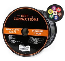 7 Way Trailer Wire 100 Feet Heavy Duty 14 Gauge 7 Conductor Insulated 100 FT
