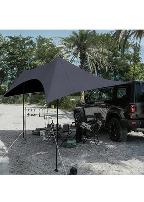 3,5x5m Generisches Wohnmobil Vorzelt Schwarz Gummi Vollverdunkelung UV Schutz Vordach