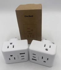 One Beat Wall Outlet Extender Surge Protected w 12 AC Outlets 2 USB 1 USBC