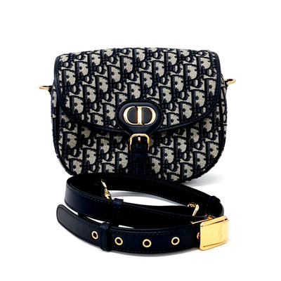 Christian Dior Oblique Bobby Bag Medium Pre-owned Navy Fabric Handbag