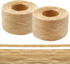2 Rolls Natural Raffia Paper Ribbon Matte Twine Raffia Ribbon Paper Decorative S