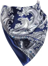 35 Inch Wild Rag Cowboy Scarves for Men Large Rancher Neckerchief Silk Blue