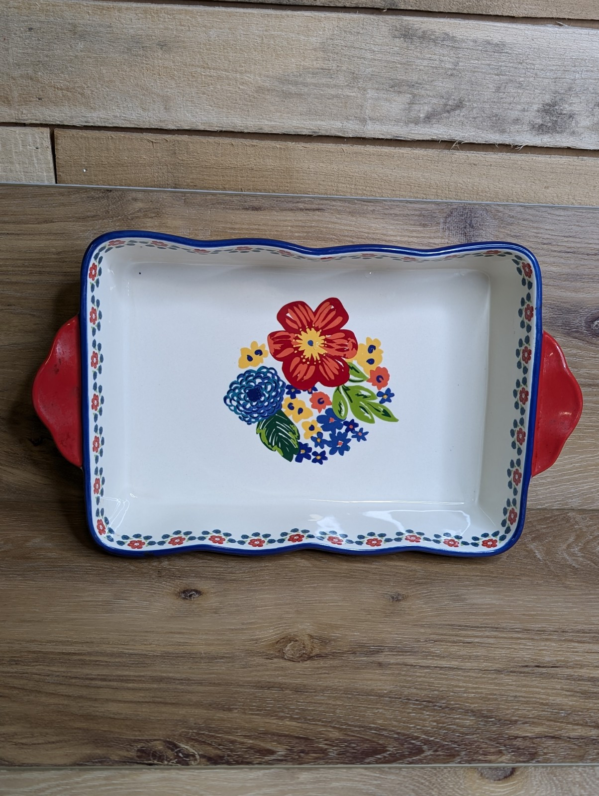 The Pioneer Woman 12x8x3 Floral Ruffled Edge Baking Casserole Dish