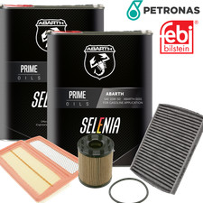 4L Petronas Selenia Abarth Öl 10W50 Filterset Ölservicekit für Fiat 500 Abarth