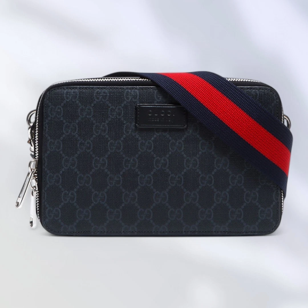Mini sac à bandoulière Gucci GG Supreme en cuir noir occasion