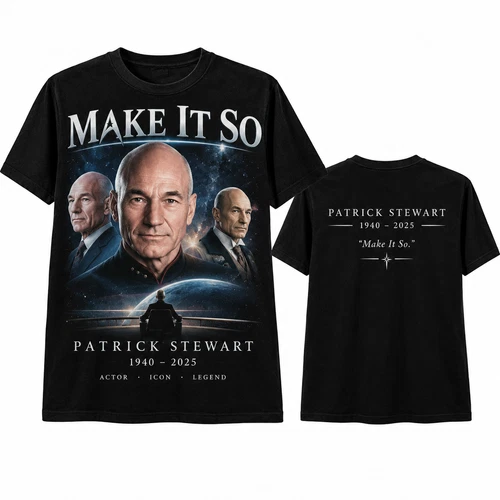 Patrick Stewart Memorial Tribute T-Shirt Make It So Space Legacy Commemorative G - product listing photo
