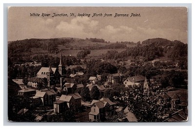 Birds Eye View From Barrons Point Of White River Junction Vermont VT Postcard