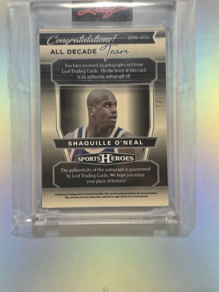 Leaf Sports Heros 2025 años 90 equipo de toda la década Shaquille Oneal 1/1 automático 🔥🔥🥵 Foto 2 de 3