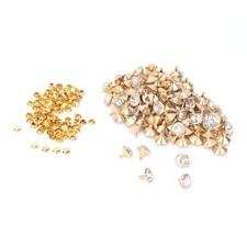 (Gold)100Pcs Rivets Clear Crystal Rivets Rapid With 12mm Spots Studs