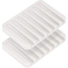 Flexible Silicone Soap Dish Shower Waterfall Tray Saver Holder Drainer for Sh...