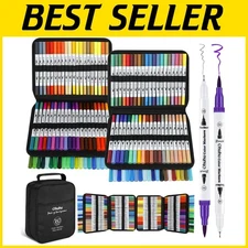 160 Dual Tip Markers Set - No Bleed Ink - Adults & Kids