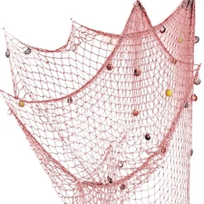 Nature Fish Net Wall Decoration with Shells, Ocean Themed Wall Hangings Fishi...