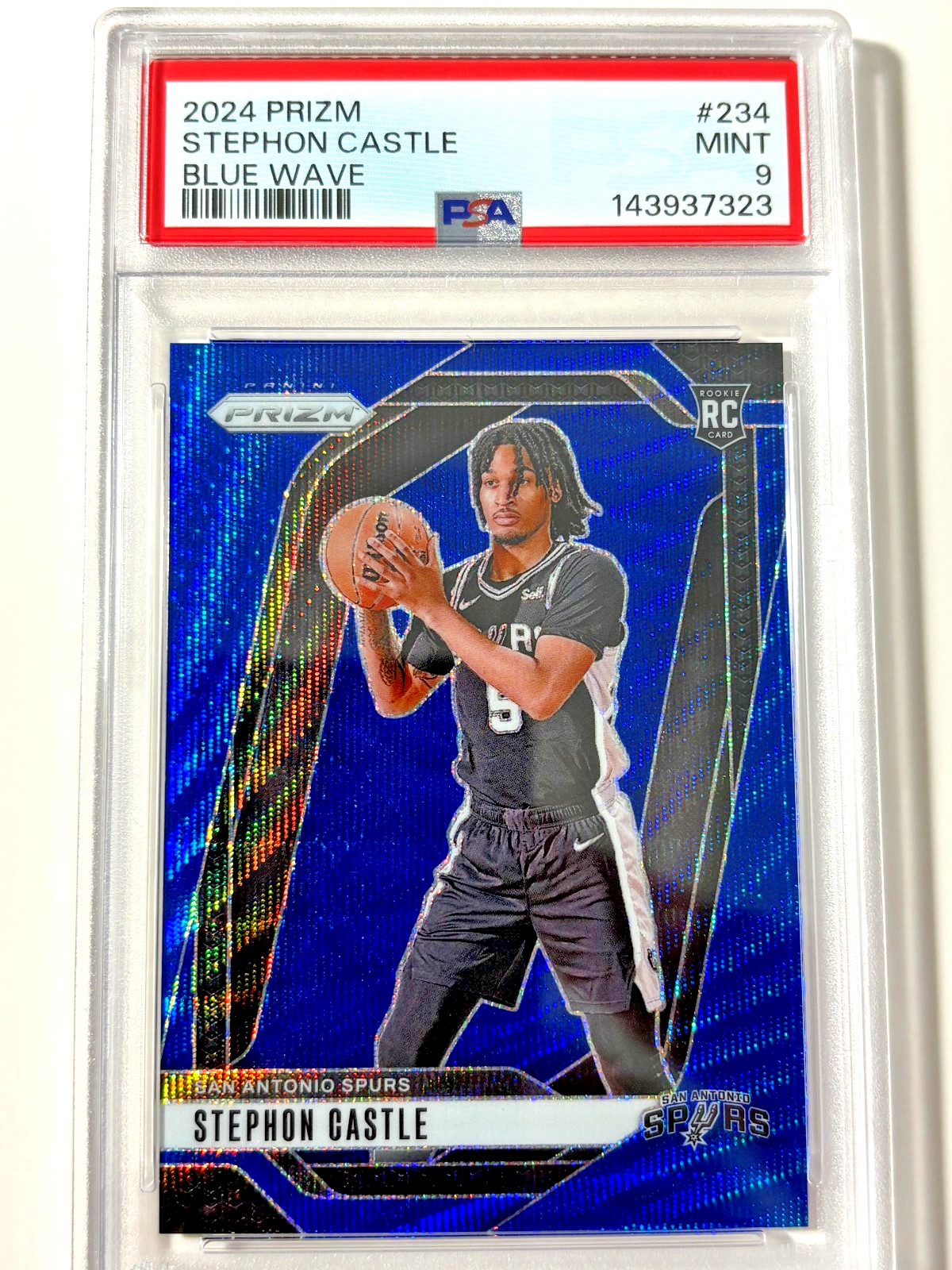 Stephon Castle 2024-25 Panini Prizm Prizms Blue Wave #234 (RC) 117/125 PSA 9