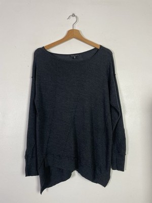 Eileen Fisher Feinstrickpullover 100% Merinowolle dunkelgrau - Gr. Medium M