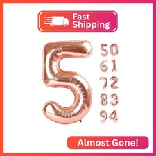 Rose Gold 5 Balloon - Number Balloon 40 Inch, 5th Rose Gold Decorations